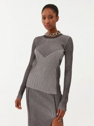 Patrizia Pepe Sweter 8K0165/K123-J3S6 Szary Slim Fit. Szare swetry Patrizia Pepe, s, bez wzorów, z syntetyku, bez ramiączek. Za 1,709.00 zł.