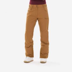 Spodnie snowboardowe damskie Dreamscape SNB 500. Brązowe spodnie narciarskie DREAMSCAPE, bez wzorów, z materiału, narciarskie. Za 379.99 zł.
