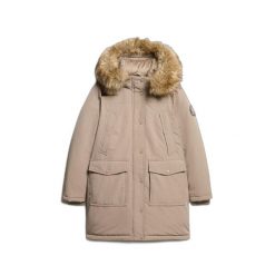 Parka z sztucznego futra damska Superdry Everest. Brązowe płaszcze Superdry, na zimę, bez wzorów, bez kaptura. Za 810.55 zł.