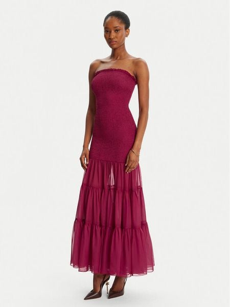 Bardot Sukienka letnia Azura Strapless 59882DB Różowy Slim Fit. Czerwone sukienki Bardot, w ażurowe wzory, z syntetyku, bez kołnierzyka, bez ramiączek. Za 419.99 zł.