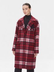 Tommy Hilfiger Płaszcz wełniany Imd Tartan WW0WW39761 Czerwony Relaxed Fit. Czerwone płaszcze Tommy Hilfiger, na zimę, bez wzorów, z syntetyku, bez kaptura. Za 2,089.00 zł.