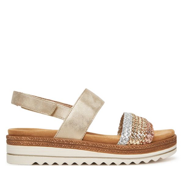 Sandały Remonte. Żółte sandały Remonte, bez wzorów, bez obcasa, na płaskiej podeszwie, bez zapięcia. Za 379.99 zł.