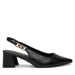 Sandały Guess. Czarne sandały Guess, z aplikacjami, bez obcasa, na słupku, bez zapięcia. Za 699.99 zł.
