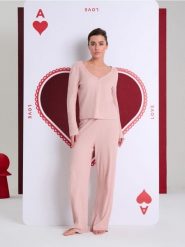 Piżama dwuczęściowa z domieszką wiskozy - różowy. Czerwone piżamy Sinsay, l, bez wzorów, z wiskozy, bez kołnierzyka, bez ramiączek. Za 59.99 zł.