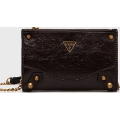 Guess torebka kolor brązowy. Brązowe listonoszki Guess, z aplikacjami, na ramię, bez dodatków. Za 579.99 zł.