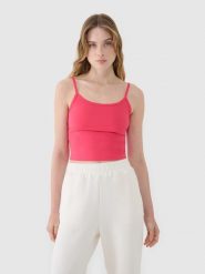 4F Crop-top slim damski - różowa XS. Czerwone topy 4f, xs, bez wzorów, z dzianiny, sportowe, bez kołnierzyka, bez ramiączek. Za 29.99 zł.