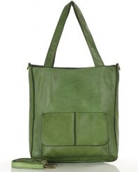 Torebka damska shopper A4 skóra naturalna - MARCO MAZZINI jasna zielona. Zielone shopper bag bez wzorów, ze skóry, vintage, bez dodatków. Za 580.99 zł.