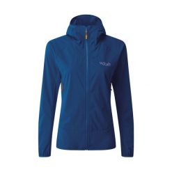 Kurtka softshell damska Rab Borealis. Niebieskie kurtki przejściowe sportowe RAB, l, bez wzorów, z softshellu, bez kaptura, trekkingowe. Za 499.99 zł.