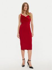 Rinascimento Sukienka koktajlowa CFC0019703002 Czerwony Slim Fit. Czerwone sukienki Rinascimento, l, bez wzorów, z syntetyku, wizytowe, bez kołnierzyka, bez ramiączek. Za 289.99 zł.