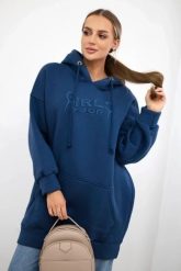 Bluza ocieplana z haftowanym napisem oversize jeansowa. Bluzy KESI, l, bez wzorów, z bawełny, bez ramiączek, bez kaptura. Za 238.37 zł.