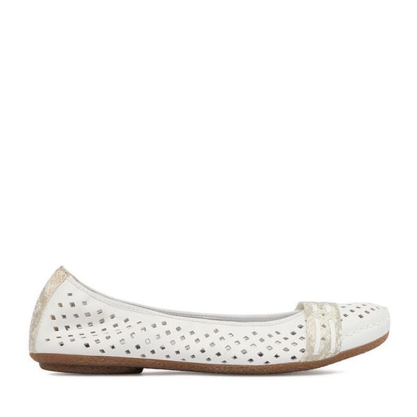 Baleriny Rieker. Białe baleriny Rieker, bez wzorów, bez obcasa, bez zapięcia. Za 279.99 zł.
