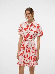 Vero Moda Sukienka w kolorze biało-czerwonym rozmiar: L. Białe sukienki Vero Moda, na co dzień, l, bez wzorów, z bawełny, bez kołnierzyka, bez ramiączek, mini, proste. Za 127.95 zł.