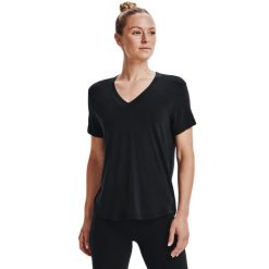 Koszulka damska Under Armour GREATEST TEE V NECK. Czarne t-shirty sportowe Under Armour, s, bez wzorów, bez ramiączek. Za 199.99 zł.