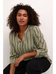 KAFFE curve Bluzka "Sida" w kolorze khaki rozmiar: 44. Brązowe bluzki KAFFE curve, s, bez wzorów, z wiskozy, klasyczne, bez kołnierzyka, bez ramiączek. Za 104.99 zł.