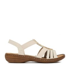 Sandały Rieker. Sandały Rieker, bez wzorów, bez obcasa, na płaskiej podeszwie, bez zapięcia. Za 269.99 zł.