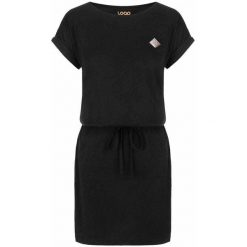 Klasyczna krótka sukienka damska Loap Bluda S z lekkiego materiału. Fioletowe sukienki ZONE PERFECT, s, bez wzorów, klasyczne, bez kołnierzyka, bez ramiączek, mini, sportowe. Za 138.99 zł.