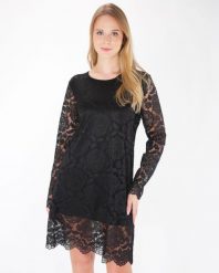 Czarna koronkowa sukienka. Czarne sukienki Unisono, l, bez wzorów, z koronki, eleganckie, bez kołnierzyka, bez ramiączek, mini. Za 139.00 zł.