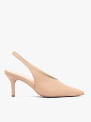 Beżowe wsuwane czółenka. Brązowe czółenka Ryłko, bez wzorów, z gumy, bez obcasa, na obcasie, bez zapięcia. Za 399.99 zł.