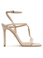 Elisabetta Franchi Sandały SA07B61E2 Écru. Sandały Elisabetta Franchi, bez wzorów, ze skóry, bez obcasa, na szpilce, bez zapięcia. Za 3,369.00 zł.