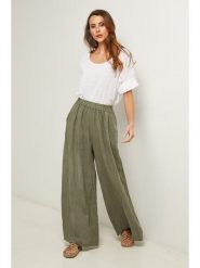 Fleur de Lin Spodnie w kolorze khaki rozmiar: S. Brązowe spodnie materiałowe Fleur de Lin, bez wzorów, ze lnu. Za 188.85 zł.