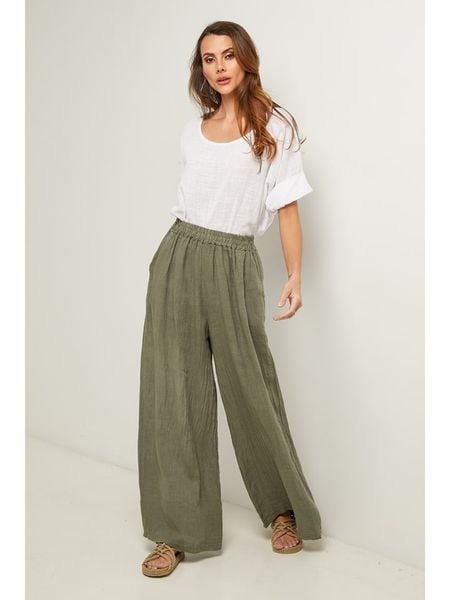 Fleur de Lin Spodnie w kolorze khaki rozmiar: S. Brązowe spodnie materiałowe Fleur de Lin, bez wzorów, ze lnu. Za 188.85 zł.