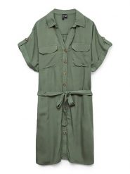 Vero Moda Sukienka w kolorze zielonym rozmiar: L. Zielone sukienki Vero Moda, na co dzień, l, bez wzorów, z tkaniny, klasyczne, bez kołnierzyka, bez ramiączek, midi, proste. Za 110.29 zł.
