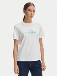 Calvin Klein Jeans T-Shirt NYC Logo LV047F810G Biały Classic Fit. Białe t-shirty Calvin Klein Jeans, l, bez wzorów, z bawełny, bez kołnierzyka, bez ramiączek. Za 169.99 zł.