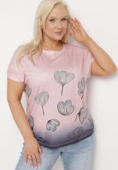 Ciemnoróżowy T-shirt z Krótkim Rękawem Ozdobiony Cyrkoniami Flovilla. Czerwone t-shirty Born2be, uniwersalny, bez wzorów, z jeansu, biznesowe, bez kołnierzyka, bez ramiączek. Za 59.99 zł.