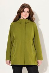 Damskie Kurtka softshell HYPRAR wodoodporna odpinany kaptur. Zielone kurtki przejściowe sportowe Ulla Popken, plus size, bez wzorów, z elastanu, z kapturem, trekkingowe. Za 599.99 zł.