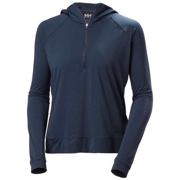 Damska bluza z kapturem zapinana na zamek 1/2 Helly Hansen Shine Solen. Niebieskie bluzy Helly Hansen, bez wzorów, bez ramiączek, z kapturem. Za 372.00 zł.