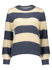 Vila Sweter "Lana" w kolorze beżowo-granatowym rozmiar: XS. Brązowe swetry Vila, xs, bez wzorów, ze splotem, bez ramiączek. Za 104.99 zł.