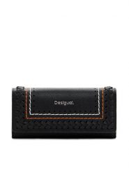 Desigual Duży Portfel Damski 25SAYP21 Czarny. Czarne portfele Desigual, bez wzorów, ze skóry. Za 159.99 zł.