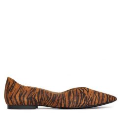 Baleriny Caprice. Brązowe baleriny Caprice, bez wzorów, bez obcasa, bez zapięcia. Za 246.99 zł.