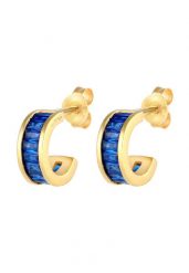 Elli PREMIUM Ladies Creoles Elegant with Sapphires in 925 Sterling Silver Gold Plated Kolczyki 1 ct Damski. Szare kolczyki Elli PREMIUM, z szafirem, pozłacane. Za 293.99 zł.