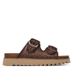 Klapki Tamaris. Brązowe klapki Tamaris, bez wzorów, bez obcasa, bez zapięcia. Za 329.99 zł.