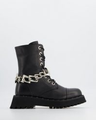 WORKERY DAMSKIE 00101935D BLACK. Czarne botki Venezia, bez wzorów, ze skóry, bez obcasa, bez zapięcia. Za 259.00 zł.