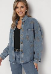 Niebieska Kurtka Bawełniana Jeansowa o Koszulowym Fasonie z Ozdobnymi Haftami Nasandria. Niebieskie kurtki Born2be, na lato, s, z aplikacjami, z bawełny, biznesowe, bez kaptura. Za 99.99 zł.