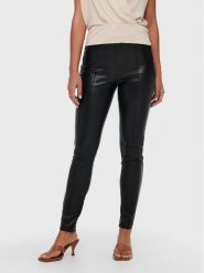 ONLY Legginsy Jessie 15231825 Czarny Slim Fit. Czarne legginsy ONLY, bez wzorów, ze skóry. Za 79.99 zł.