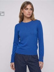 Dopasowany sweter z wiskozą - niebieski. Niebieskie swetry Sinsay, l, bez wzorów, z wiskozy, bez ramiączek. Za 35.99 zł.
