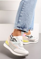 Białe Sneakersy na Ukrytym Niewysokim Koturnie z Brokatem Fioralan. Białe buty sportowe lifestyle Renee, bez wzorów, sportowe, bez zapięcia. W wyprzedaży za 111.99 zł.