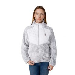 Kurtka hybrydowa CMP CLEM pikowana z futerkiem lekka ciepła. Białe kurtki Aulp, bez wzorów, z futra, sportowe, bez kaptura. Za 389.99 zł.