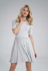 Krótka Wiskozowa Sukienka na Lato - Szara Melanż. Szare sukienki Figl, s, bez wzorów, z elastanu, bez kołnierzyka, bez ramiączek, mini, rozkloszowane. Za 179.00 zł.