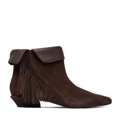 Botki GINO ROSSI. Brązowe botki Gino Rossi, bez wzorów, bez obcasa, na słupku, bez zapięcia. Za 399.99 zł.