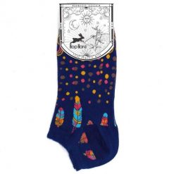 Stopki bambusowe Hop Hare - Indian feathers 36-40. Niebieskie skarpetki No brand, bez wzorów, z elastanu. Za 24.99 zł.