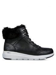 Skechers Botki Glacial Ultra Cozyly 144178/BLK Czarny. Czarne botki Skechers, bez wzorów, z materiału, bez obcasa, na płaskiej podeszwie, bez zapięcia. Za 229.99 zł.