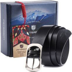 Pasek skórzany Peterson czarny PTN SSN-8. Czarne paski Peterson, bez wzorów, ze skóry, eleganckie. Za 59.99 zł.