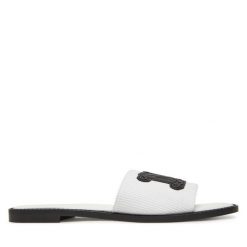 Klapki Max Mara Beachwear. Białe klapki Max Mara Beachwear, bez wzorów, bez obcasa, bez zapięcia. Za 579.99 zł.