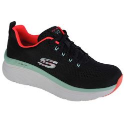 Buty sportowe Sneakersy damskie, Skechers D'Lux Walker - Fresh Finesse. Czarne buty treningowe Skechers, bez wzorów, z materiału, przed kostkę, bez zapięcia, trekkingowe. Za 359.99 zł.