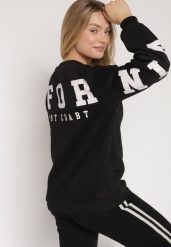 Czarna Ocieplana Bluza z Bawełną i Napisem z Tyłu Fezanda. Czarne bluzy bez kaptura Born2be, l, bez wzorów, z bawełny, bez kaptura. Za 69.99 zł.