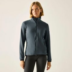 Damski polar Malana z pełnym zamkiem błyskawicznym. Niebieskie bluzy z polaru Regatta, bez wzorów, z elastanu, trekkingowe. W wyprzedaży za 229.99 zł.